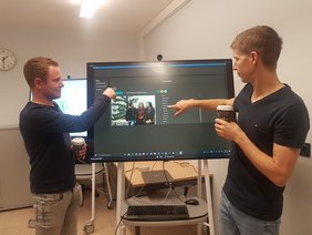 Helmut and Tom with the Surface Hub 2s